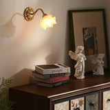 Vintage Kupfer Blume Petal Glas Wandleuchte