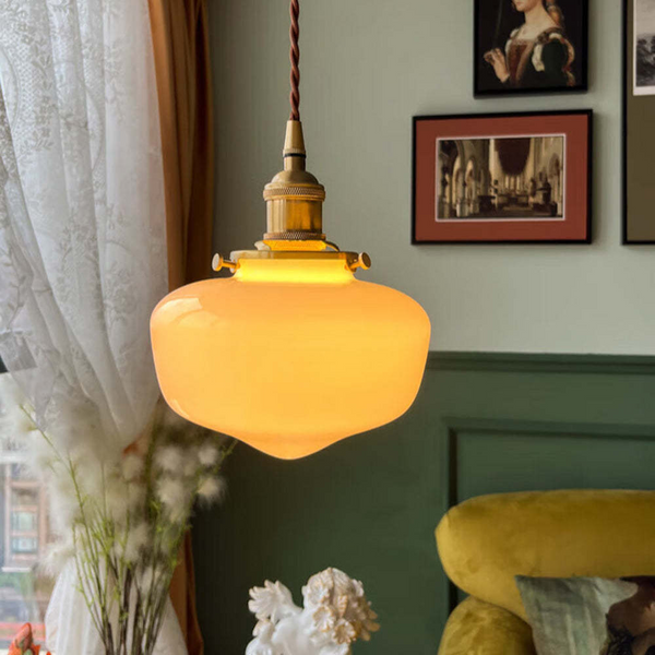 Retro Messing Laterne Glas Pendelleuchte