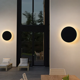 Minimalistische runde LED-Wandleuchte aus Metall für den Außenbereich
