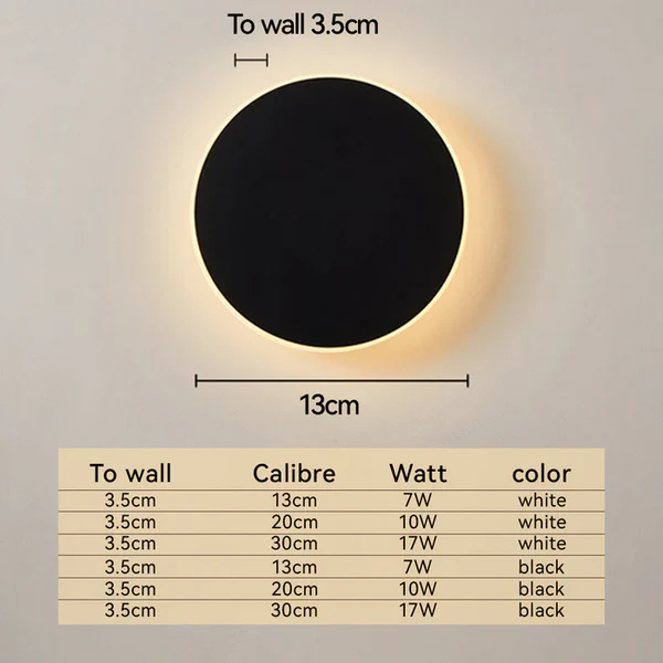 Minimalistische runde LED-Wandleuchte aus Metall für den Außenbereich