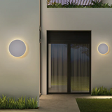 Minimalistische runde LED-Wandleuchte aus Metall für den Außenbereich