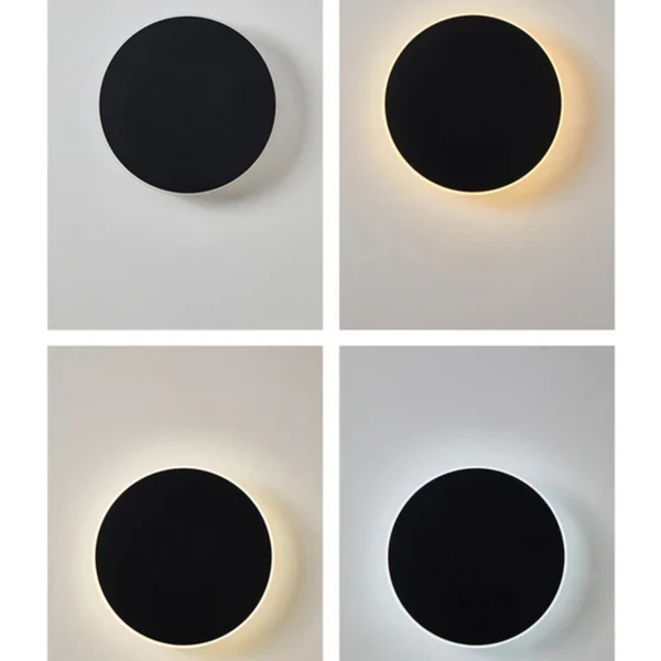 Minimalistische runde LED-Wandleuchte aus Metall für den Außenbereich