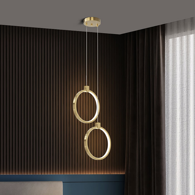 2-Lichtkreis Pendelleuchte Goldmessing Charmed Hängelampe
