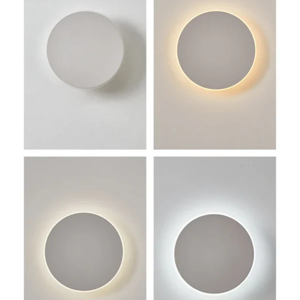 Minimalistische runde LED-Wandleuchte aus Metall für den Außenbereich