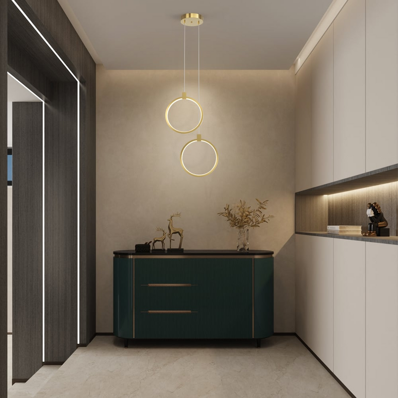 2-Lichtkreis Pendelleuchte Goldmessing Charmed Hängelampe