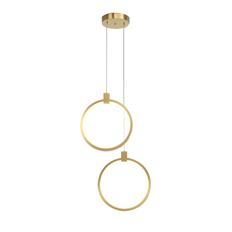 2-Lichtkreis Pendelleuchte Goldmessing Charmed Hängelampe