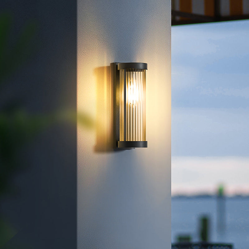 Moderne zylindrische Metall & Glas Outdoor Solar IP65 Wasserdichte Außenlampe