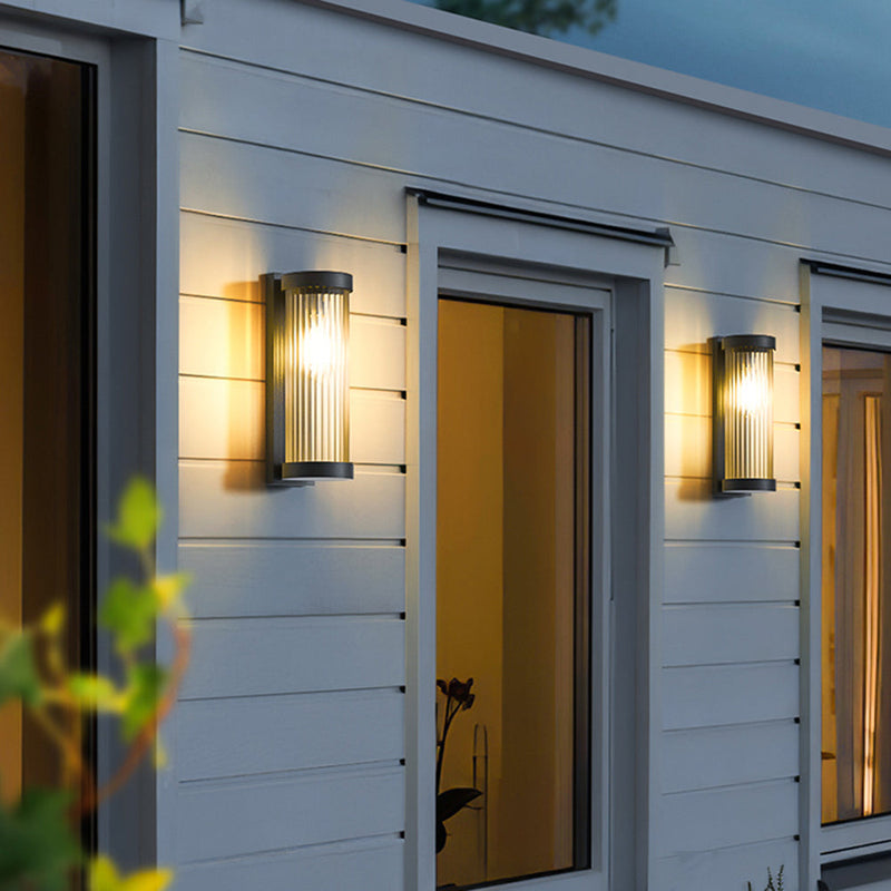 Moderne zylindrische Metall & Glas Outdoor Solar IP65 Wasserdichte Außenlampe