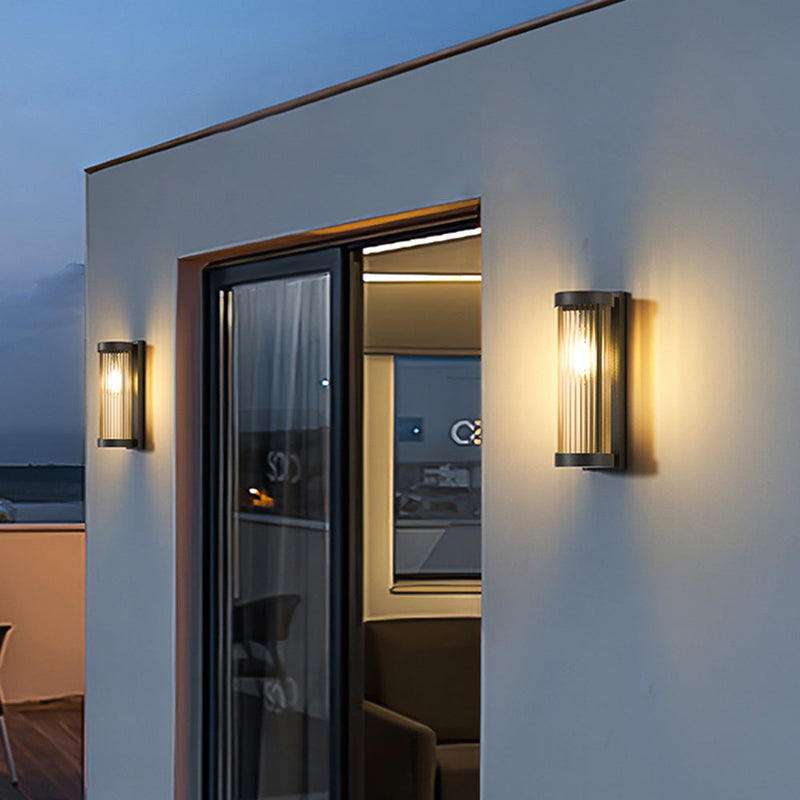 Moderne zylindrische Metall & Glas Outdoor Solar IP65 Wasserdichte Außenlampe