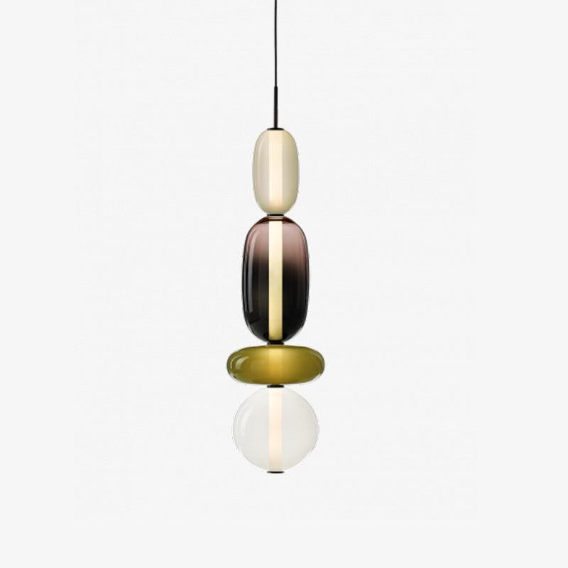 Pendelleuchte aus kandiertem Glas installation