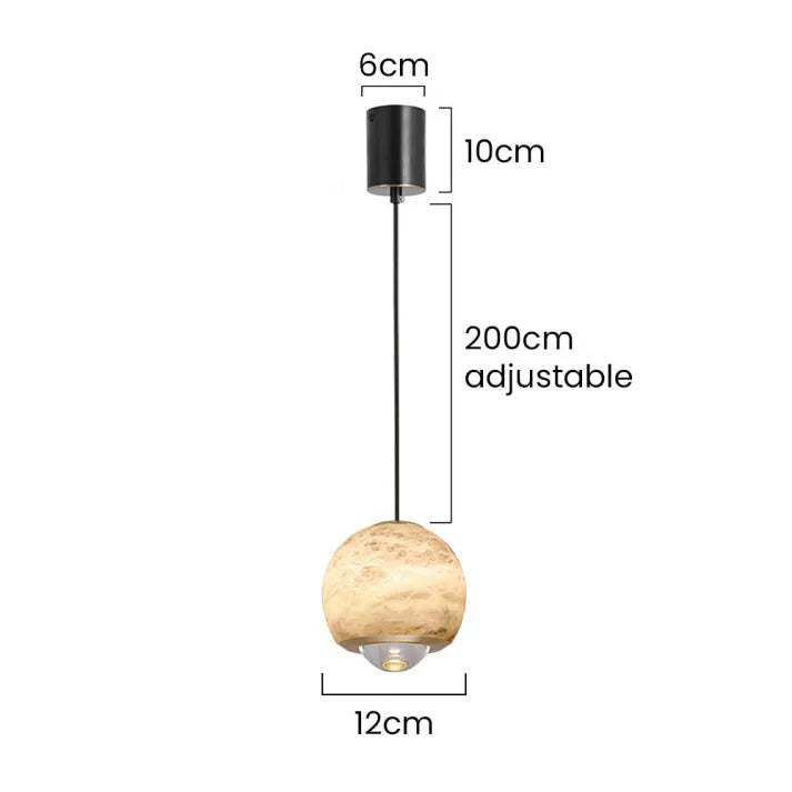 Nordischer Marmor Alabaster-Globus Pendelleuchte