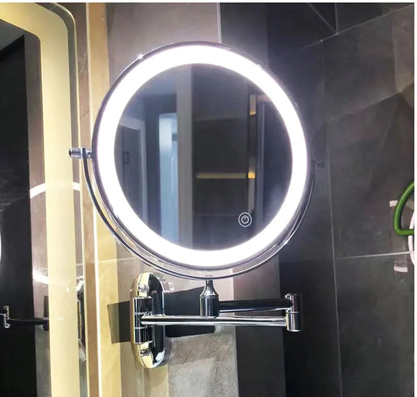 Schwarzer Wiederaufladbarer Led-Vergrößerungsspiegel Für Make-Up Und Badezimmer