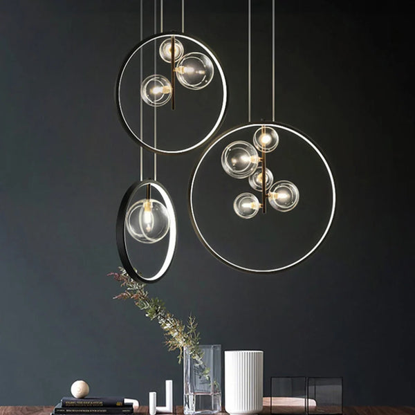 Skandinavische Bubble Glas Pendelleuchten Mit Ring