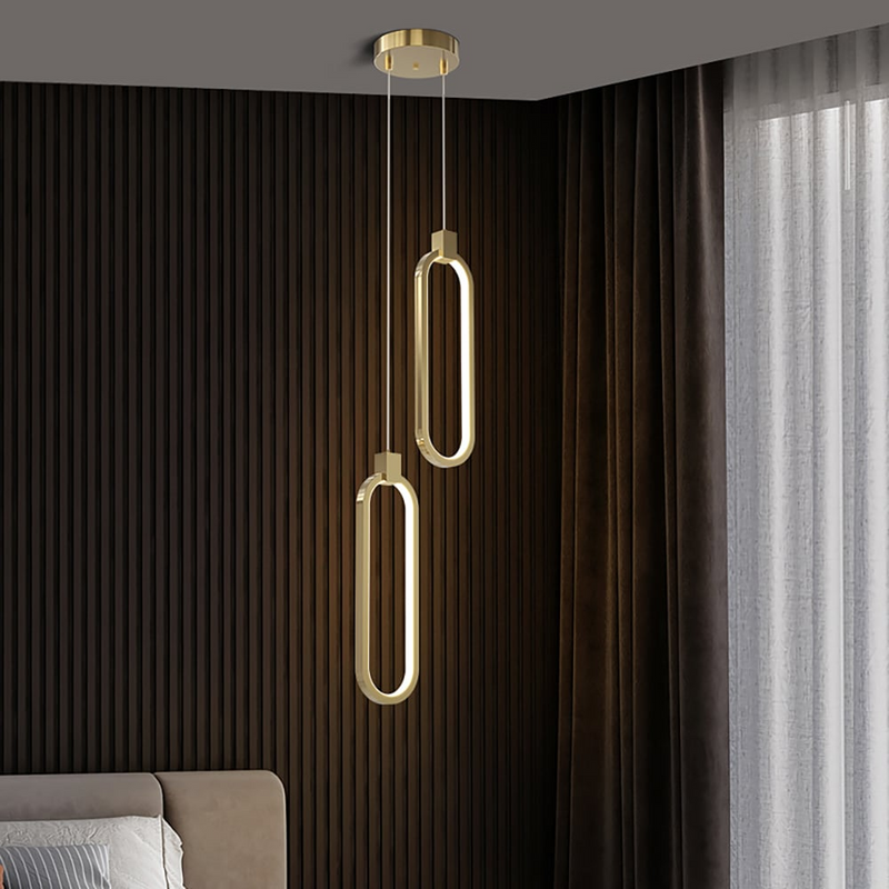 2-Lichtkreis Pendelleuchte Goldmessing Charmed Hängelampe
