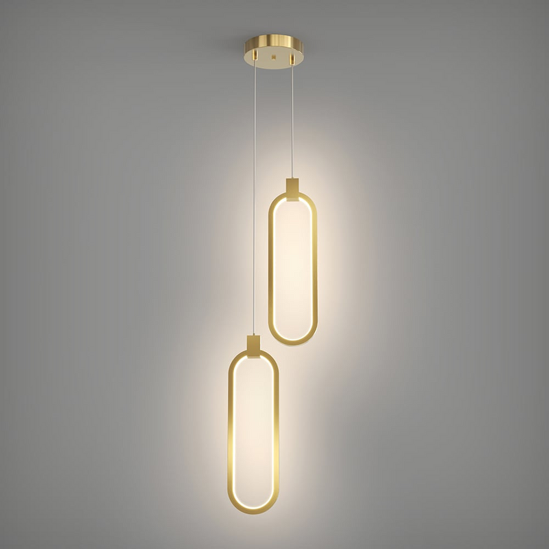 2-Lichtkreis Pendelleuchte Goldmessing Charmed Hängelampe