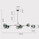 Bifurkation Sputnik-Kronleuchter aus Blasenglas