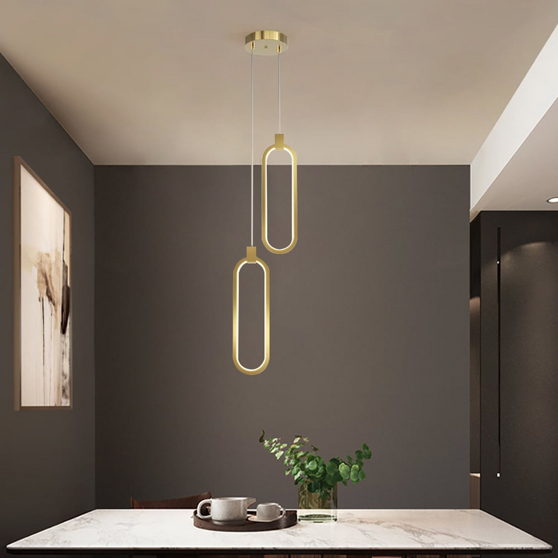 2-Lichtkreis Pendelleuchte Goldmessing Charmed Hängelampe