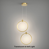 2-Lichtkreis Pendelleuchte Goldmessing Charmed Hängelampe