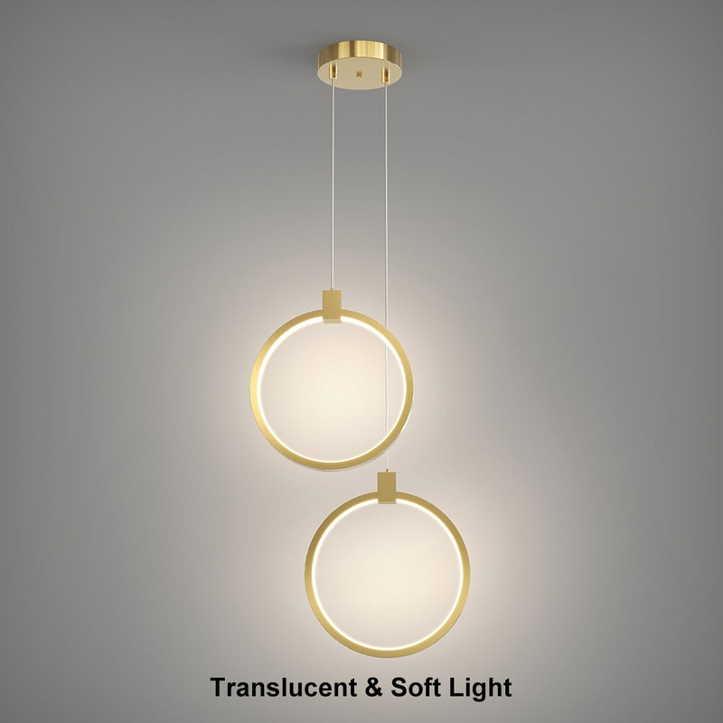 2-Lichtkreis Pendelleuchte Goldmessing Charmed Hängelampe