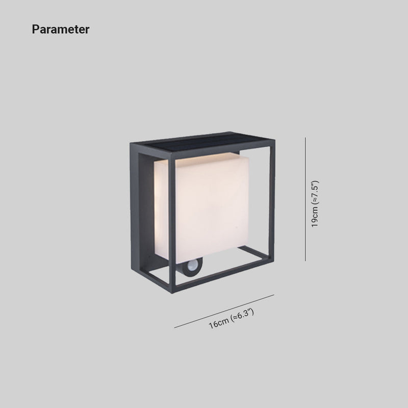 Moderne rechteckige Acryl Sensor Solarbetriebene IP65 Wasserdichte Außenwandleuchte