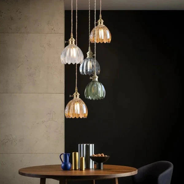Japanische Retro-Glasblumen-Pendelleuchte