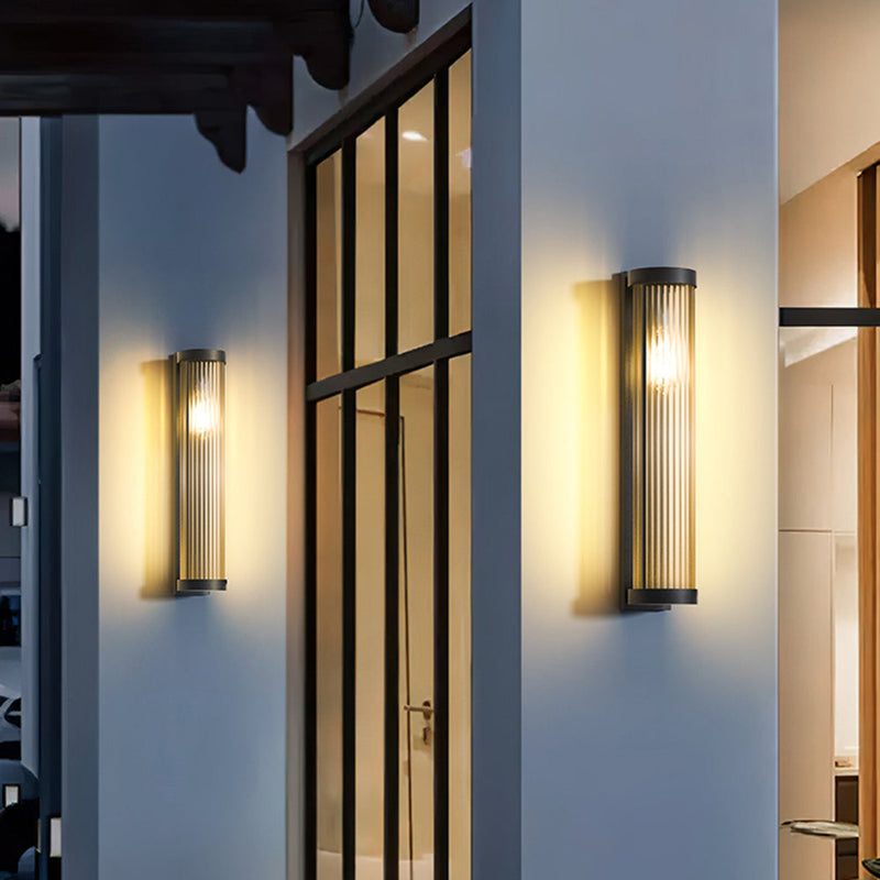 Moderne zylindrische Metall & Glas Outdoor Solar IP65 Wasserdichte Außenlampe