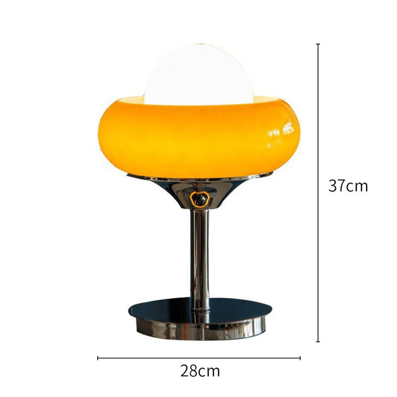 Vintage Bauahus Glas Gelb Tischlampe