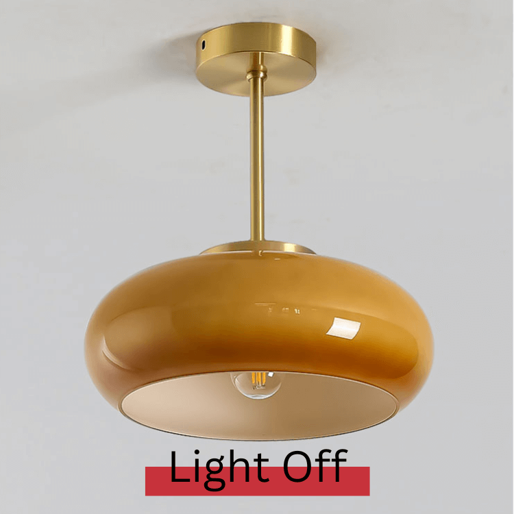 Domelight™ | 11" Vintage Semi Flush Deckenleuchte mit orangefarbenem Kuppelglasschirm