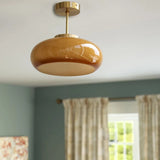 Domelight™ | 11" Vintage Semi Flush Deckenleuchte mit orangefarbenem Kuppelglasschirm