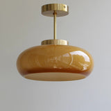 Domelight™ | 11" Vintage Semi Flush Deckenleuchte mit orangefarbenem Kuppelglasschirm